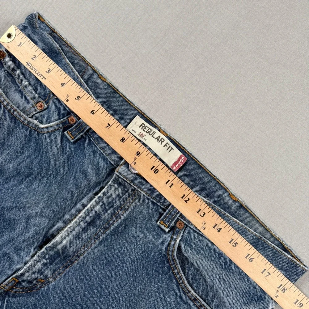 Y2k Levis 505 Jeans Mens 38x32 (36x31) Blue Medium Wash Regular Fit Straight‎